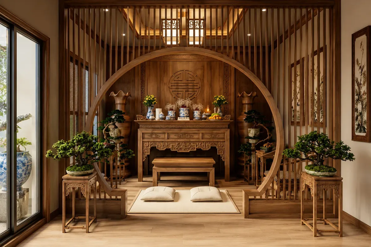 Bố trí phòng thờ phù hợp với không gian thực tế