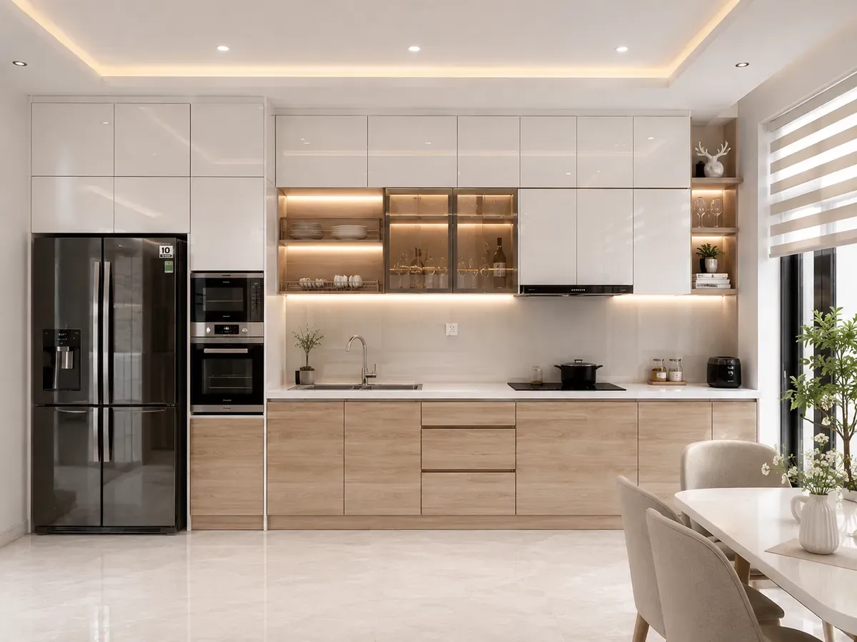 Acrylic vân gỗ tạo cảm giác cân bằng giữa hiện đại và ấm cúng