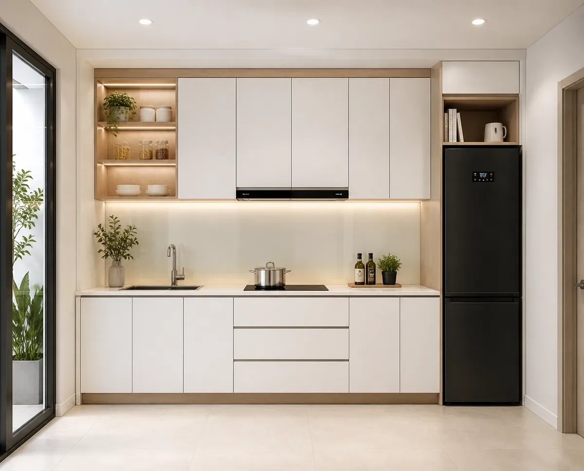 Tủ bếp chữ I phù hợp không gian nhỏ