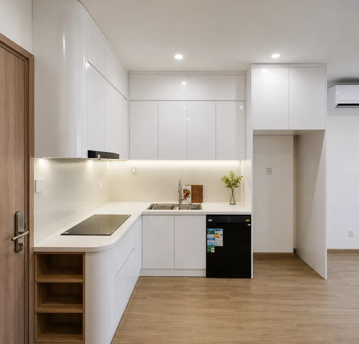 Mẫu tủ bếp nhựa Picomat chữ L hiện đại thực tế