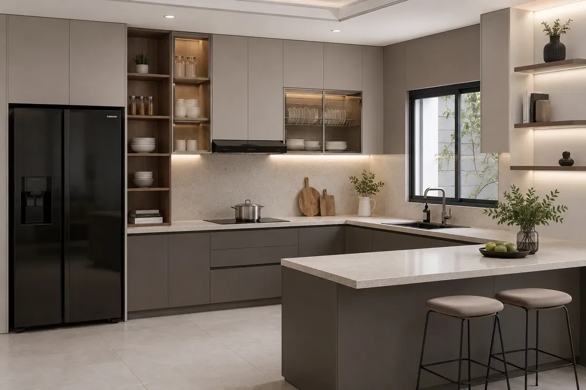 Tủ bếp nhựa Picomat phủ Melamine hiện đại