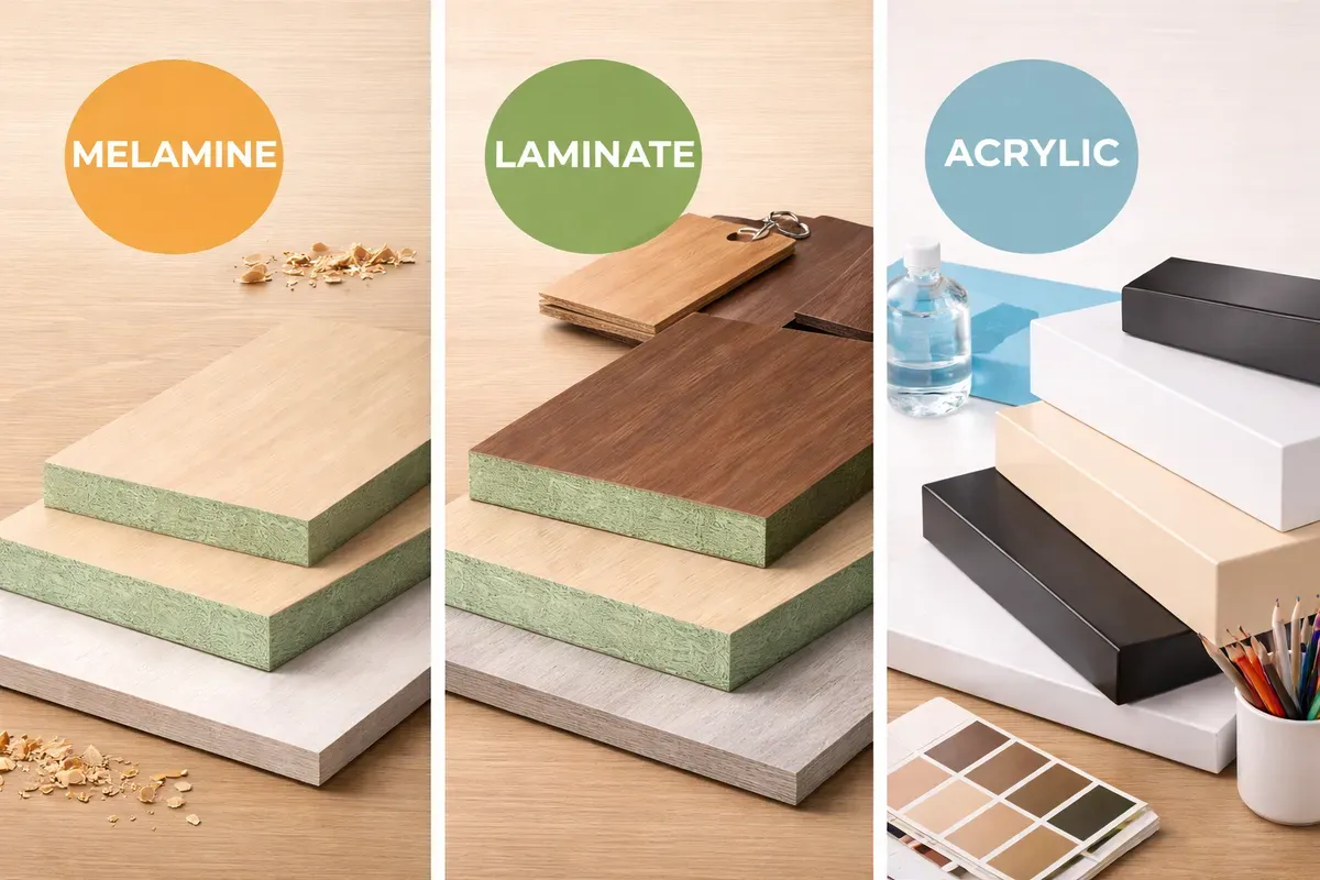 so sánh laminate acrylic melamine nội thất