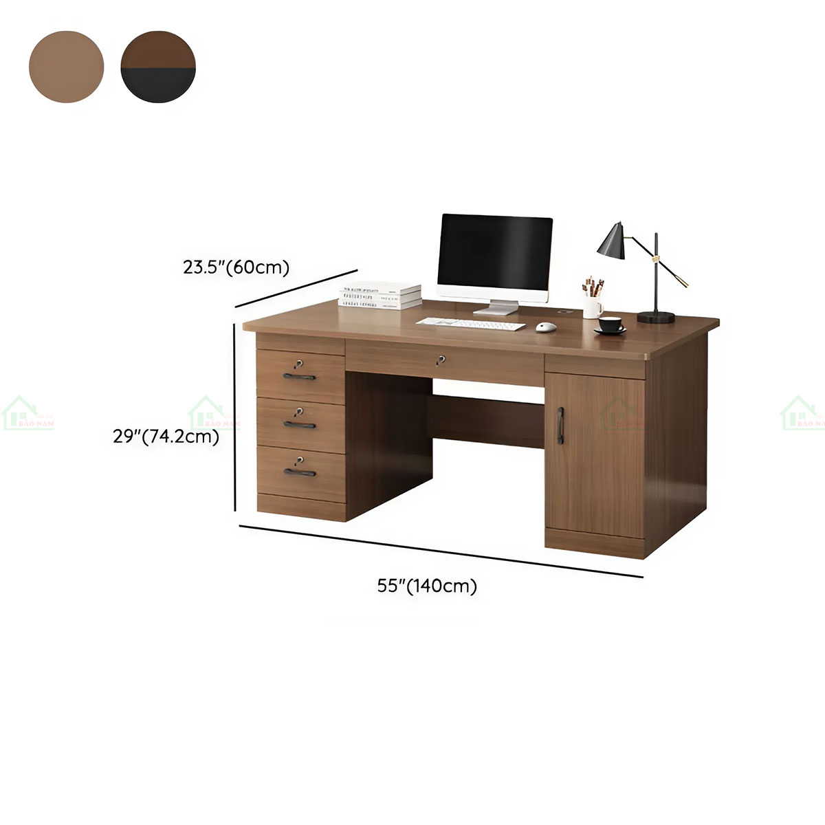 Bàn Làm Việc Gỗ Công Nghiệp MDF Đẹp Có Tủ Hồ Sơ PLV17