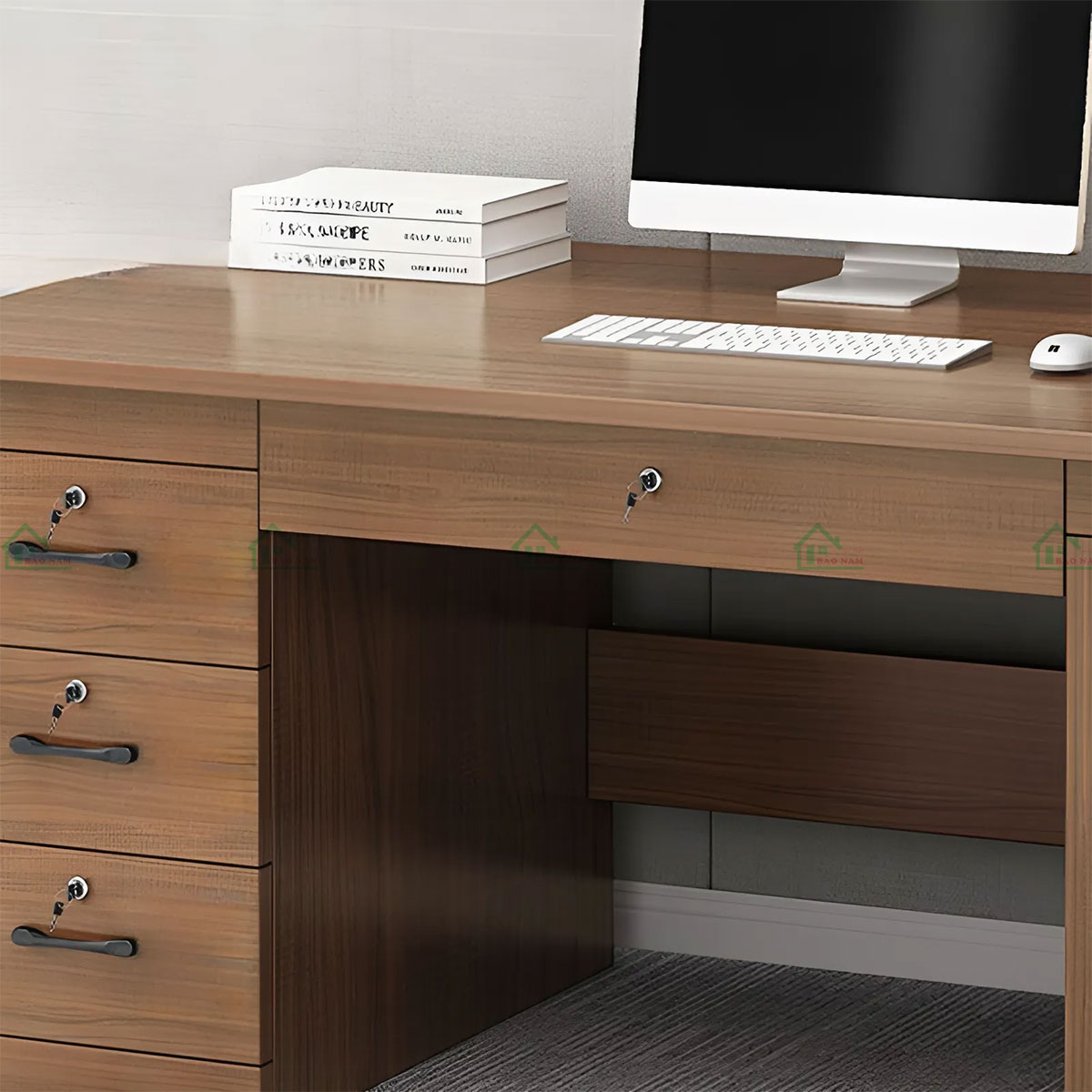 Bàn Làm Việc Gỗ Công Nghiệp MDF Đẹp Có Tủ Hồ Sơ PLV17