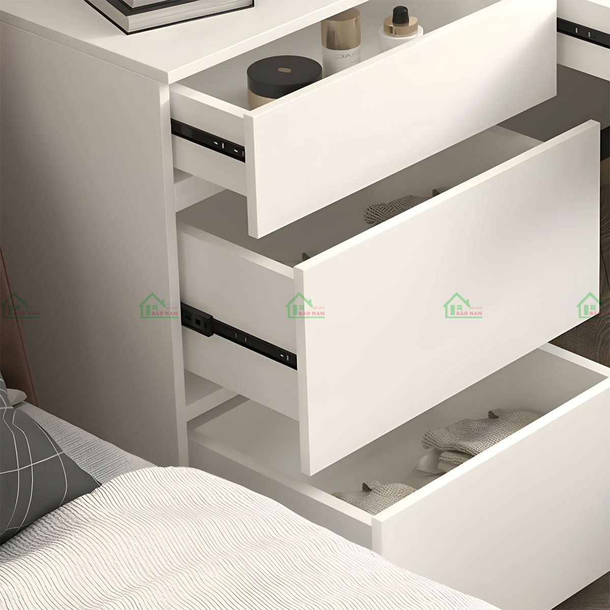 Bàn Làm Việc Gỗ MDF Màu Trắng Hiện Đại Đẹp PLV22