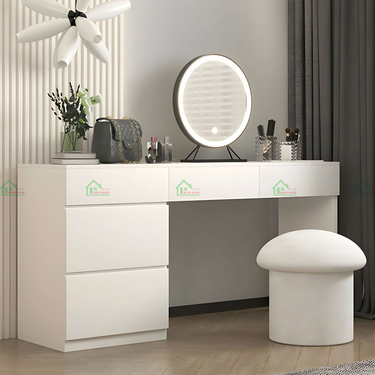 Bàn Làm Việc Gỗ MDF Màu Trắng Hiện Đại Đẹp PLV22