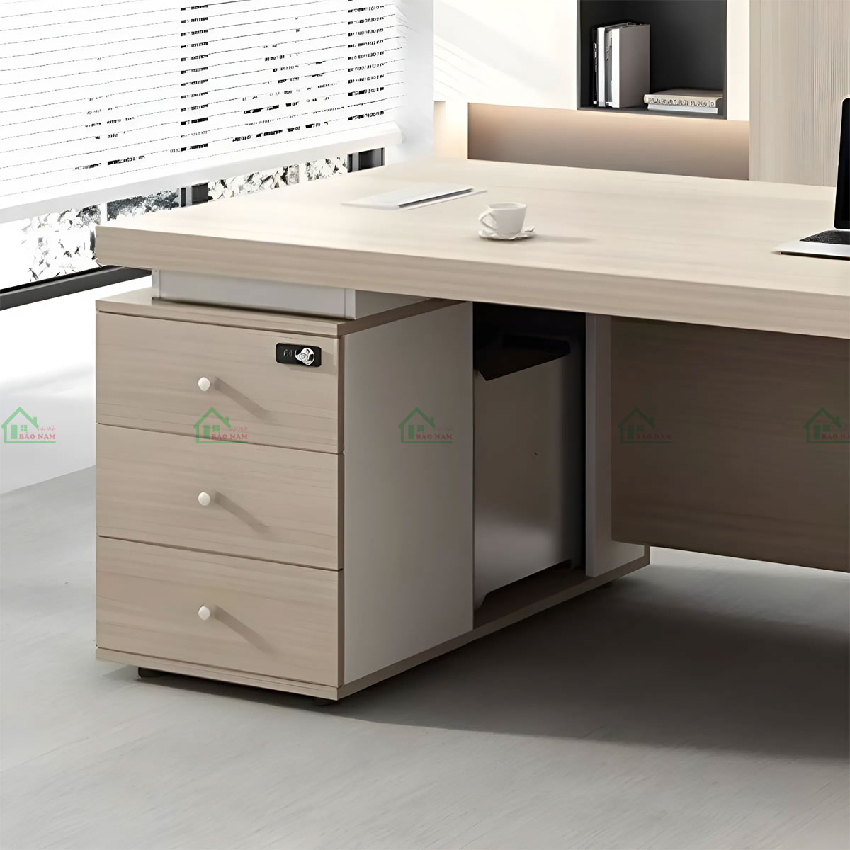 Bàn Làm Việc Văn Phòng Gỗ Công Nghiệp Hiện Đại PLV15