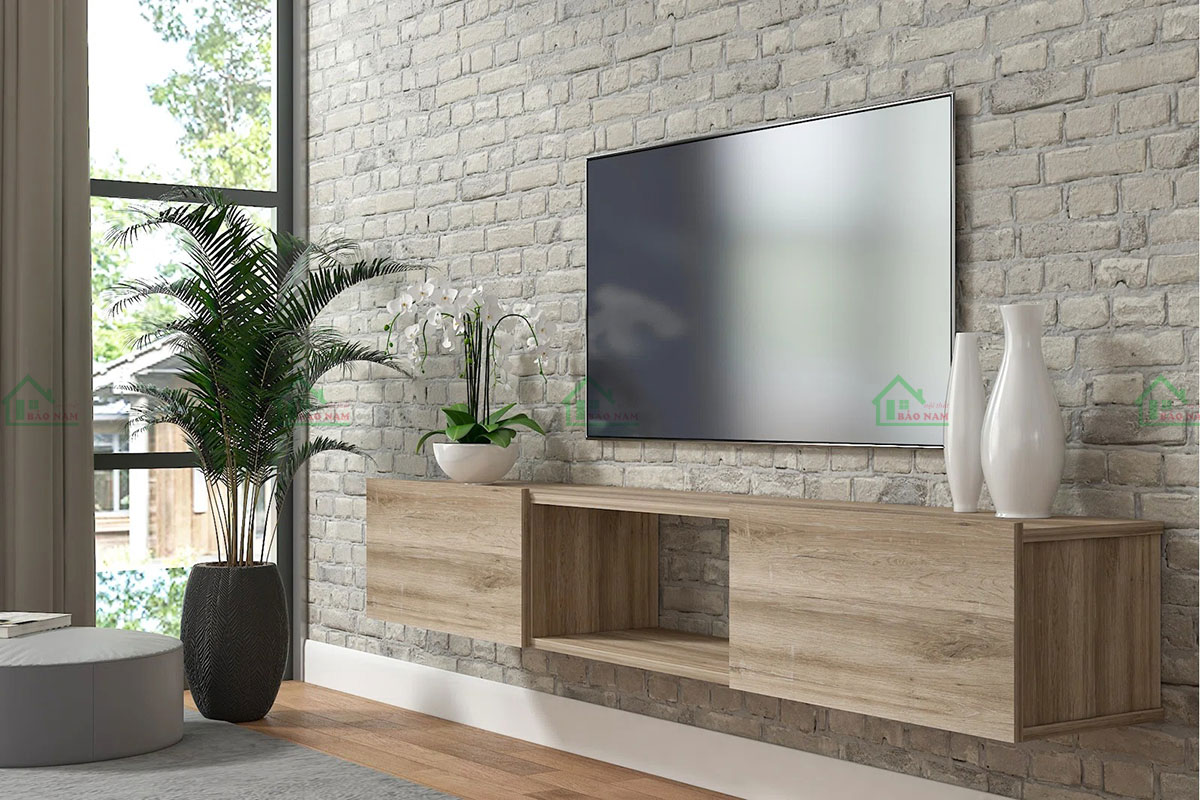 Mẫu Kệ Tivi Treo Tường Gỗ Công Nghiệp An Cường Đẹp Hiện Đại PK33