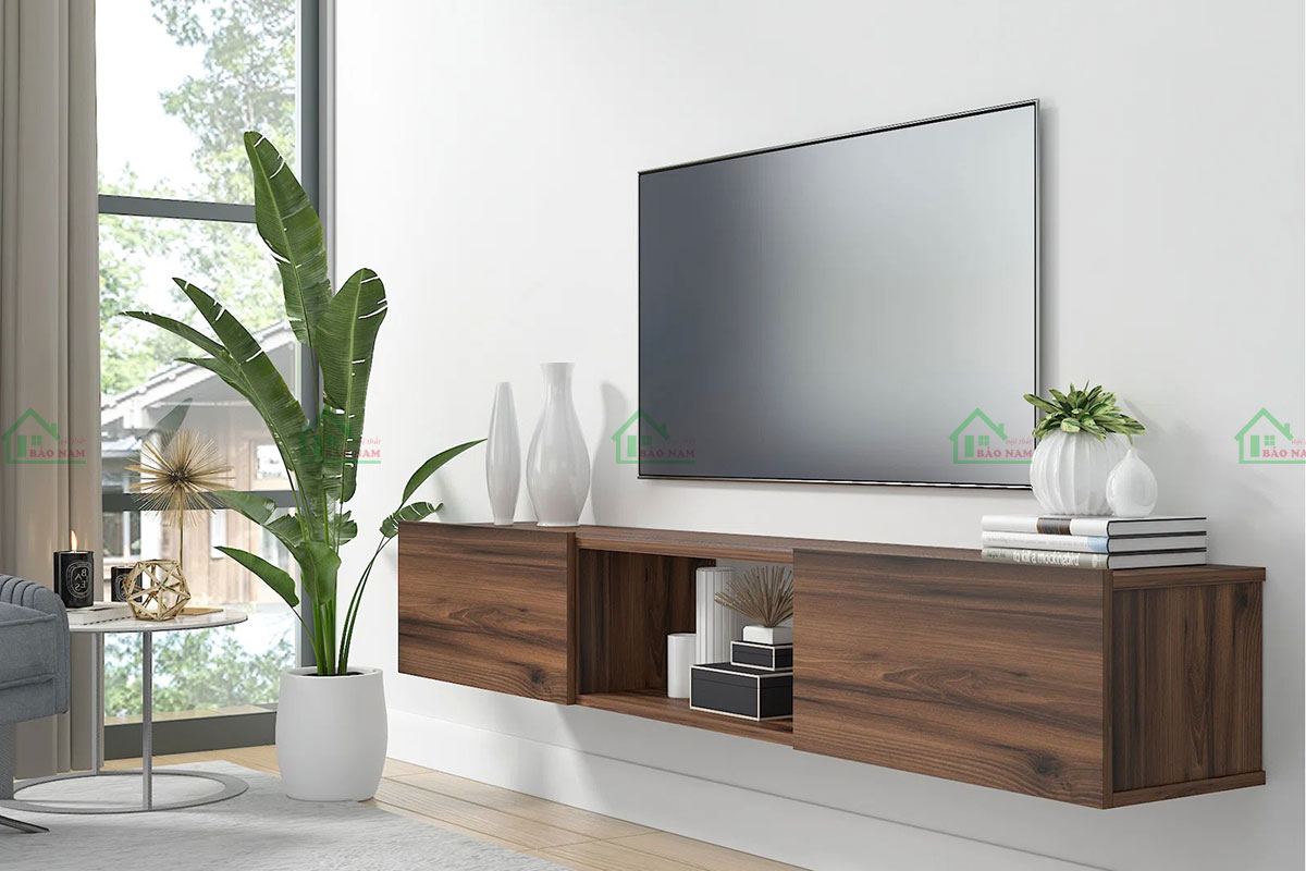 Mẫu Kệ Tivi Treo Tường Gỗ Công Nghiệp An Cường Đẹp Hiện Đại PK33