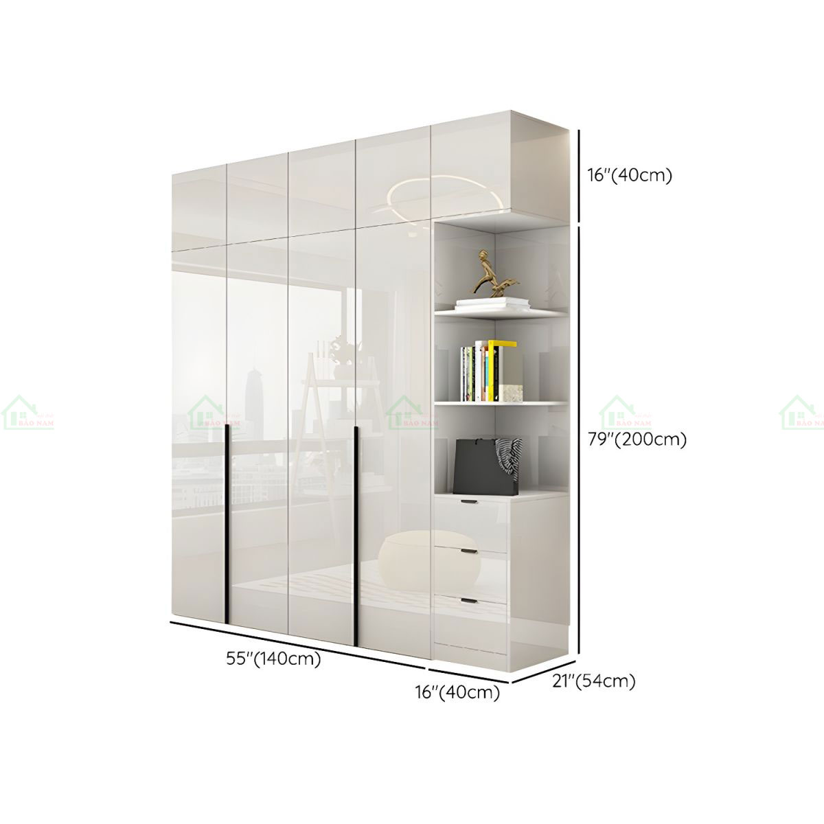 Tủ Quần Áo Acrylic Màu Trắng Hiện Đại Sang Trọng TAR23