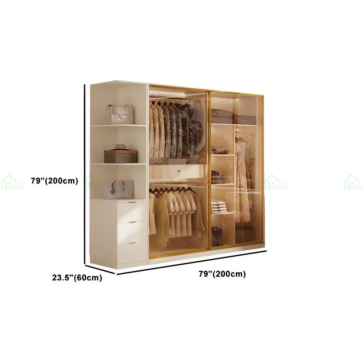 Mẫu Tủ Quần Áo Cánh Kính Lùa Màu Trà Đẹp Hiện Đại TK30