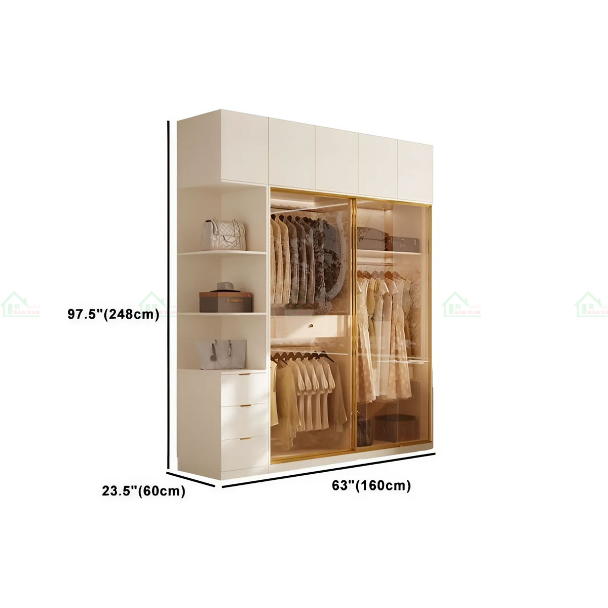 Mẫu Tủ Quần Áo Cánh Kính Lùa Màu Trà Đẹp Hiện Đại TK30