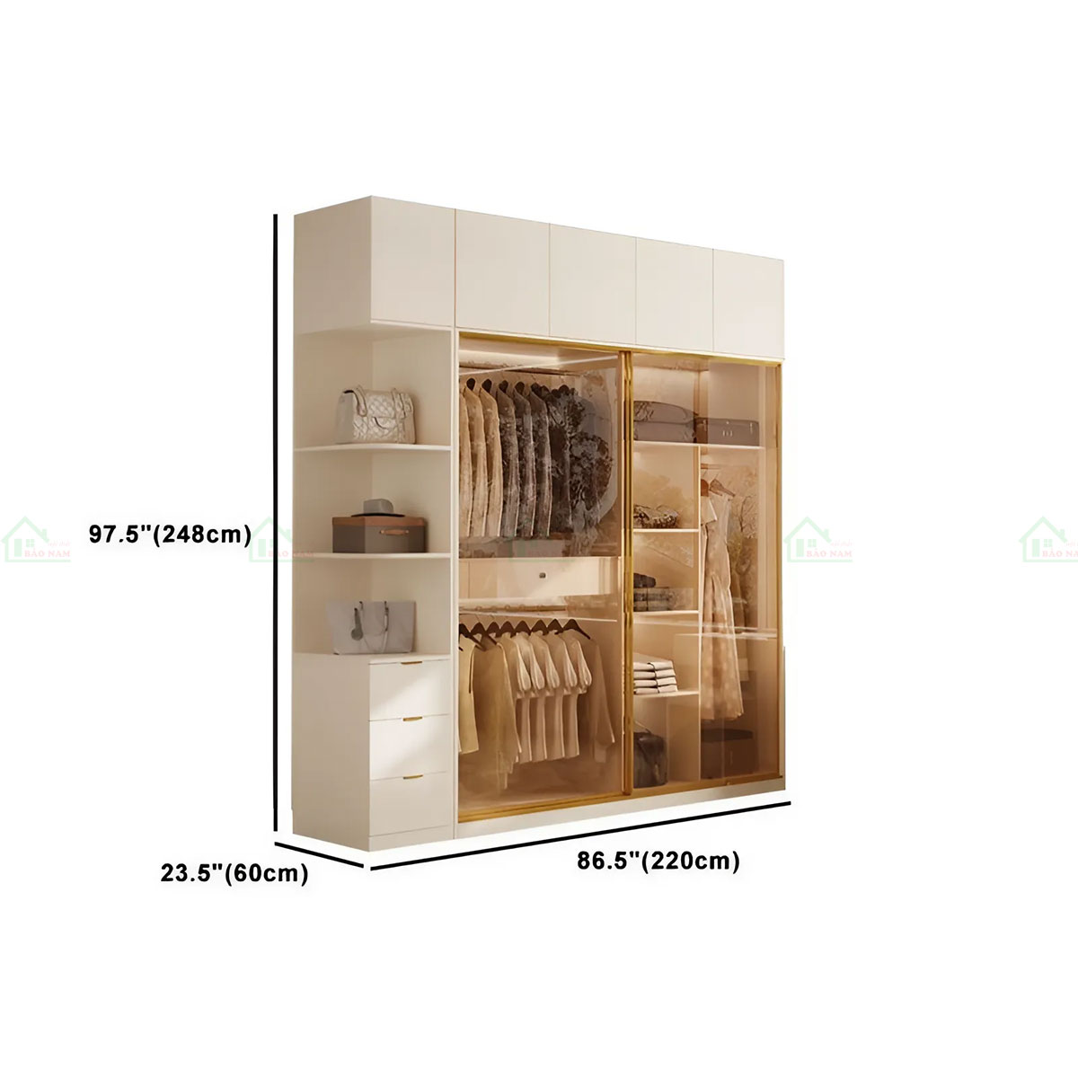 Mẫu Tủ Quần Áo Cánh Kính Lùa Màu Trà Đẹp Hiện Đại TK30