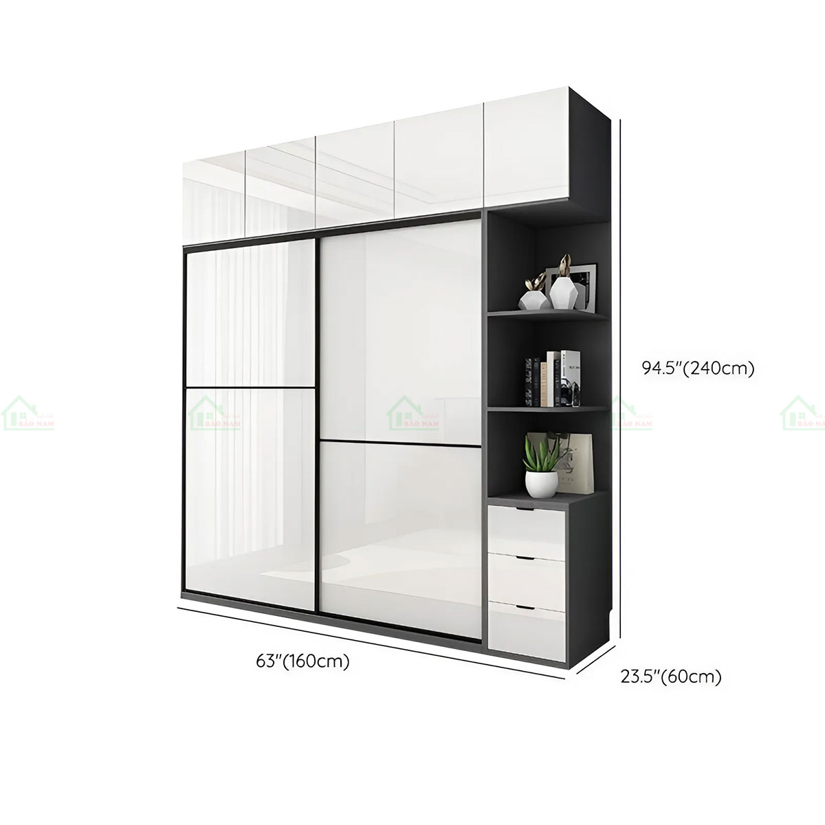 Mẫu Tủ Quần Áo Cửa Lùa Acrylic Bóng Gương Hiện Đại Sang Trọng TAL06