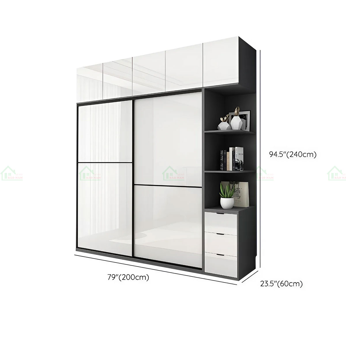 Mẫu Tủ Quần Áo Cửa Lùa Acrylic Bóng Gương Hiện Đại Sang Trọng TAL06