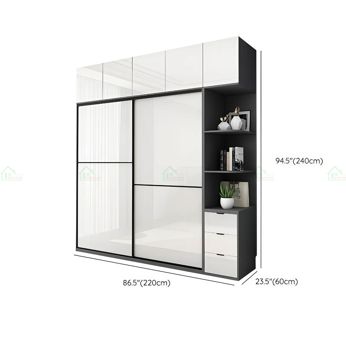 Mẫu Tủ Quần Áo Cửa Lùa Acrylic Bóng Gương Hiện Đại Sang Trọng TAL06