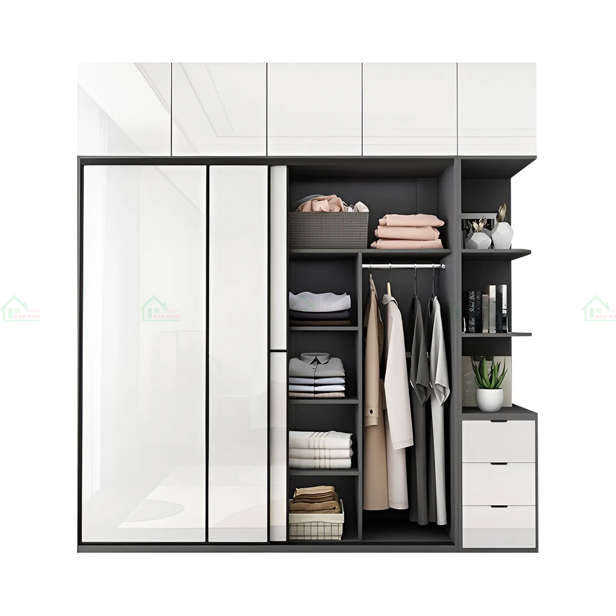 Mẫu Tủ Quần Áo Cửa Lùa Acrylic Bóng Gương Hiện Đại Sang Trọng TAL06