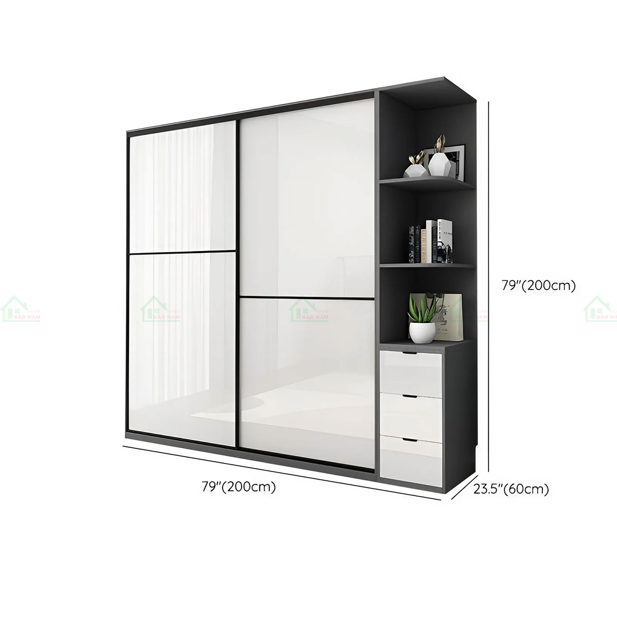 Mẫu Tủ Quần Áo Cửa Lùa Acrylic Bóng Gương Hiện Đại Sang Trọng TAL06