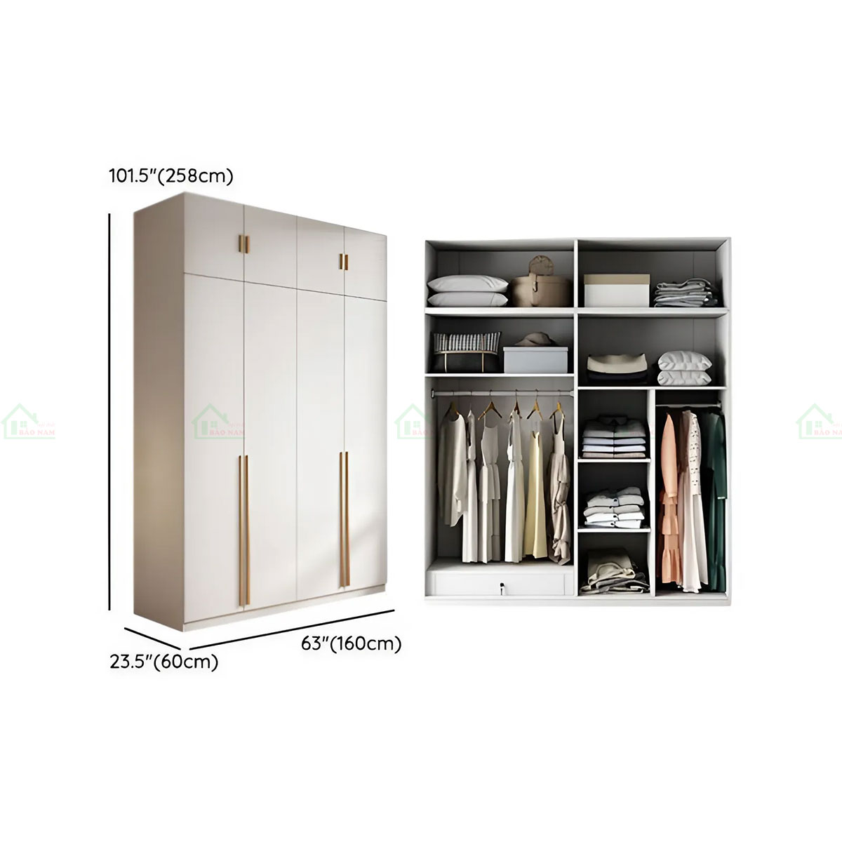 Mẫu Tủ Quần Áo Gỗ Công Nghiệp An Cường Đẹp Hiện Đại TA38