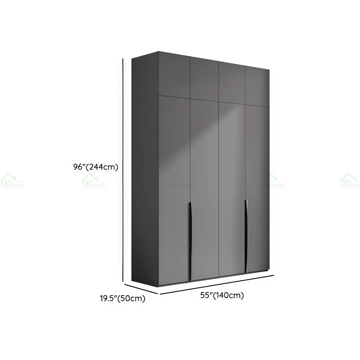 Mẫu Tủ Quần Áo Gỗ Công Nghiệp Màu Xám Đẹp Hiện Đại TA40