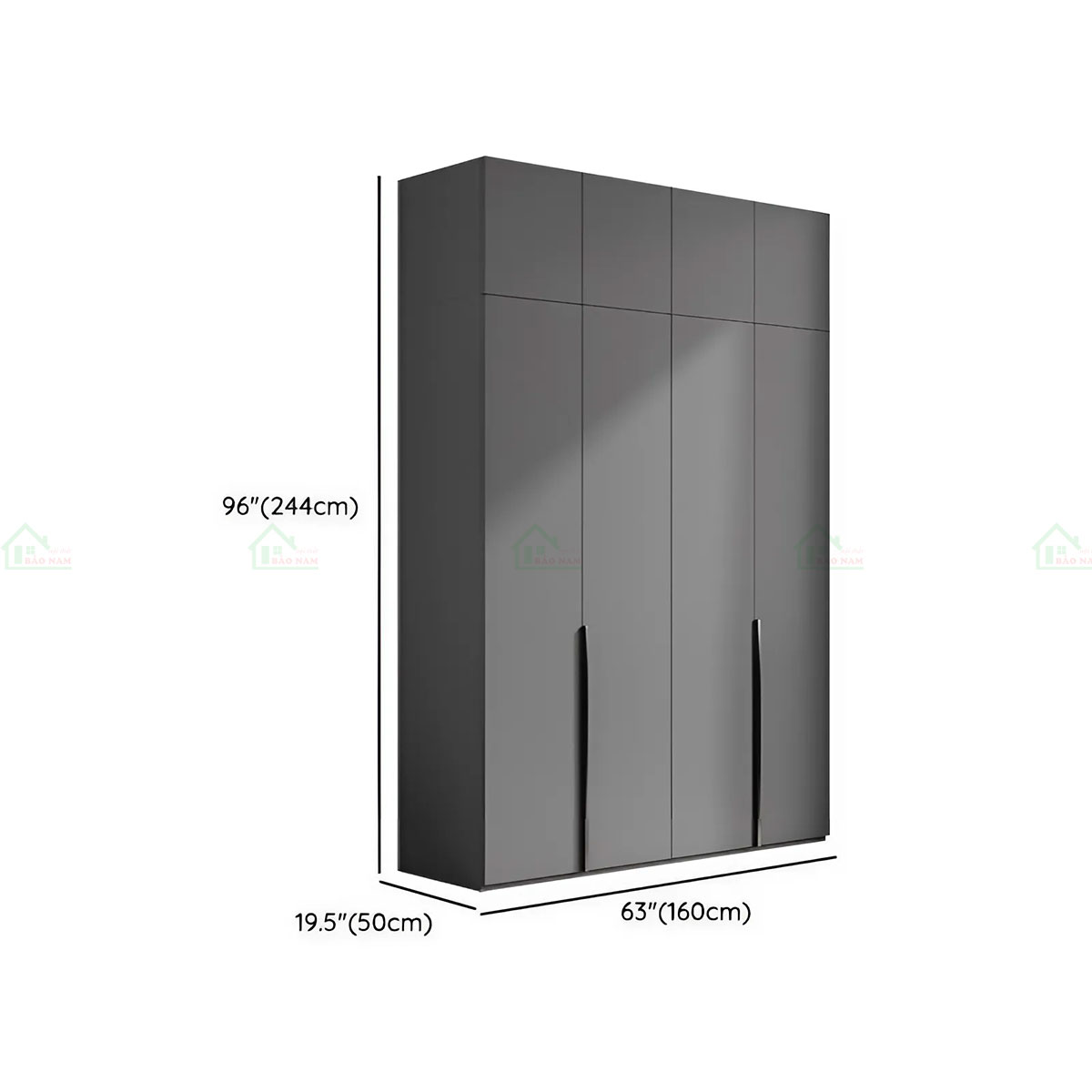 Mẫu Tủ Quần Áo Gỗ Công Nghiệp Màu Xám Đẹp Hiện Đại TA40