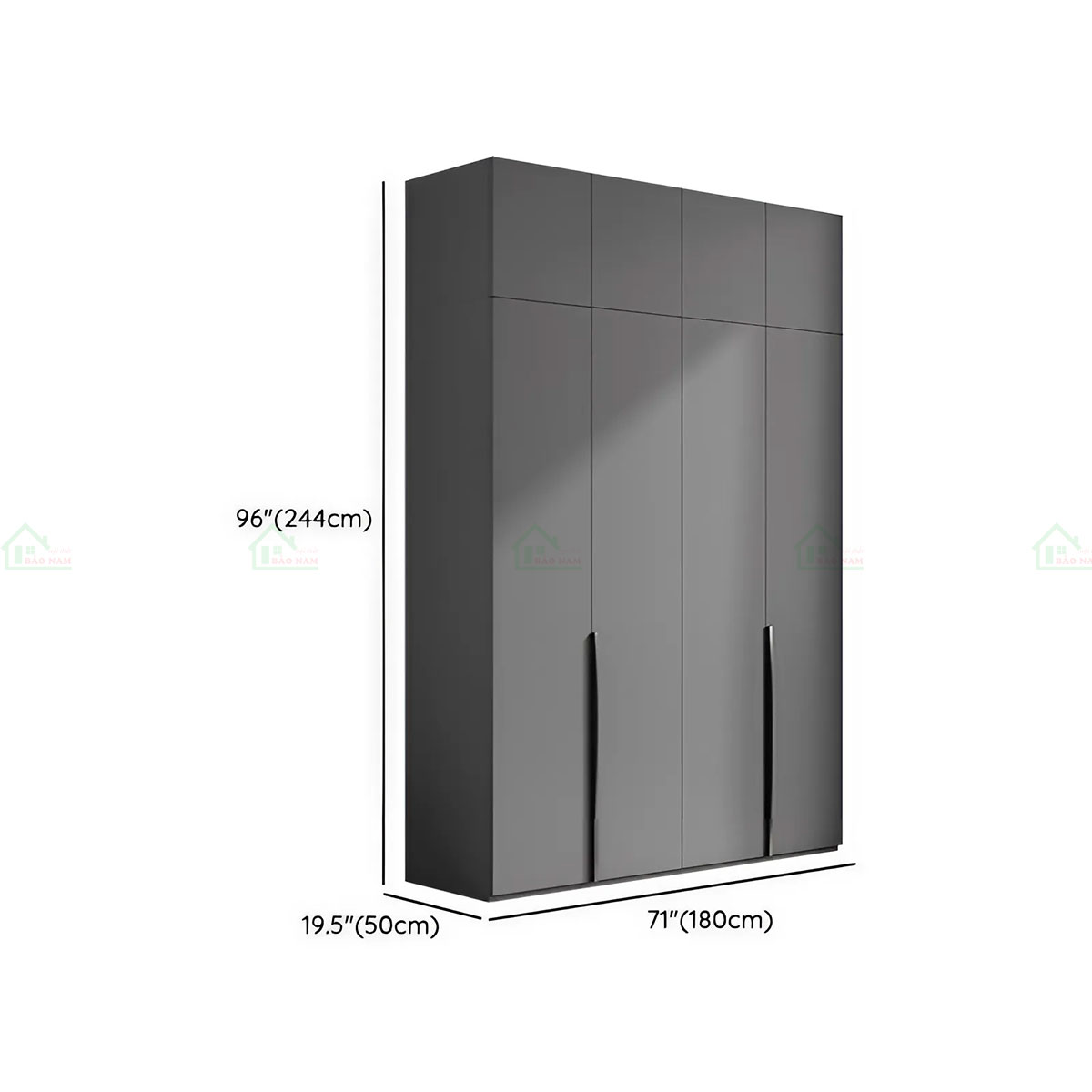 Mẫu Tủ Quần Áo Gỗ Công Nghiệp Màu Xám Đẹp Hiện Đại TA40