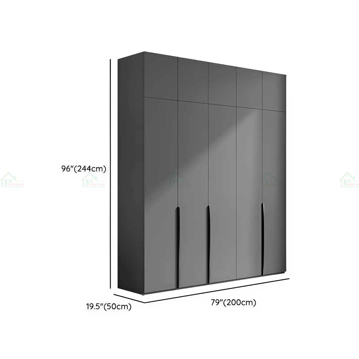 Mẫu Tủ Quần Áo Gỗ Công Nghiệp Màu Xám Đẹp Hiện Đại TA40