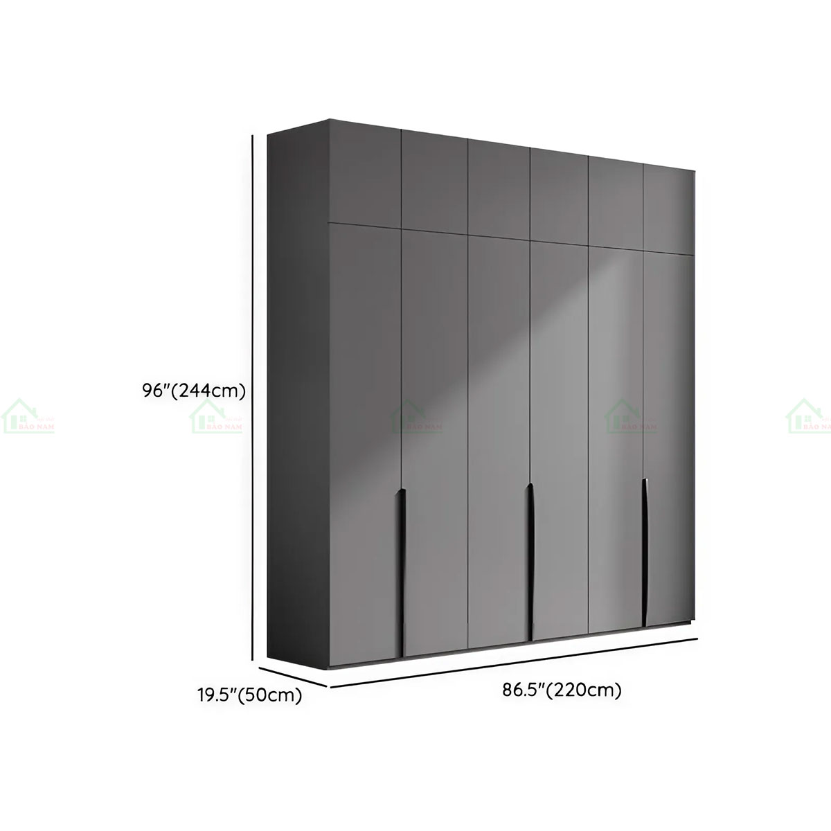 Mẫu Tủ Quần Áo Gỗ Công Nghiệp Màu Xám Đẹp Hiện Đại TA40