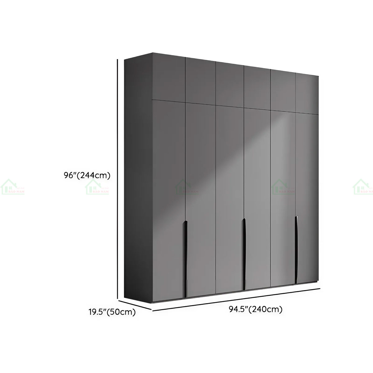 Mẫu Tủ Quần Áo Gỗ Công Nghiệp Màu Xám Đẹp Hiện Đại TA40
