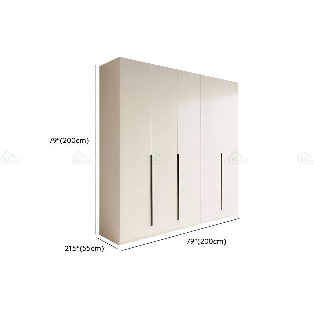 Mẫu Tủ Quần Áo Gỗ Công Nghiệp MDF Màu Kem Đẹp Hiện Đại TA35