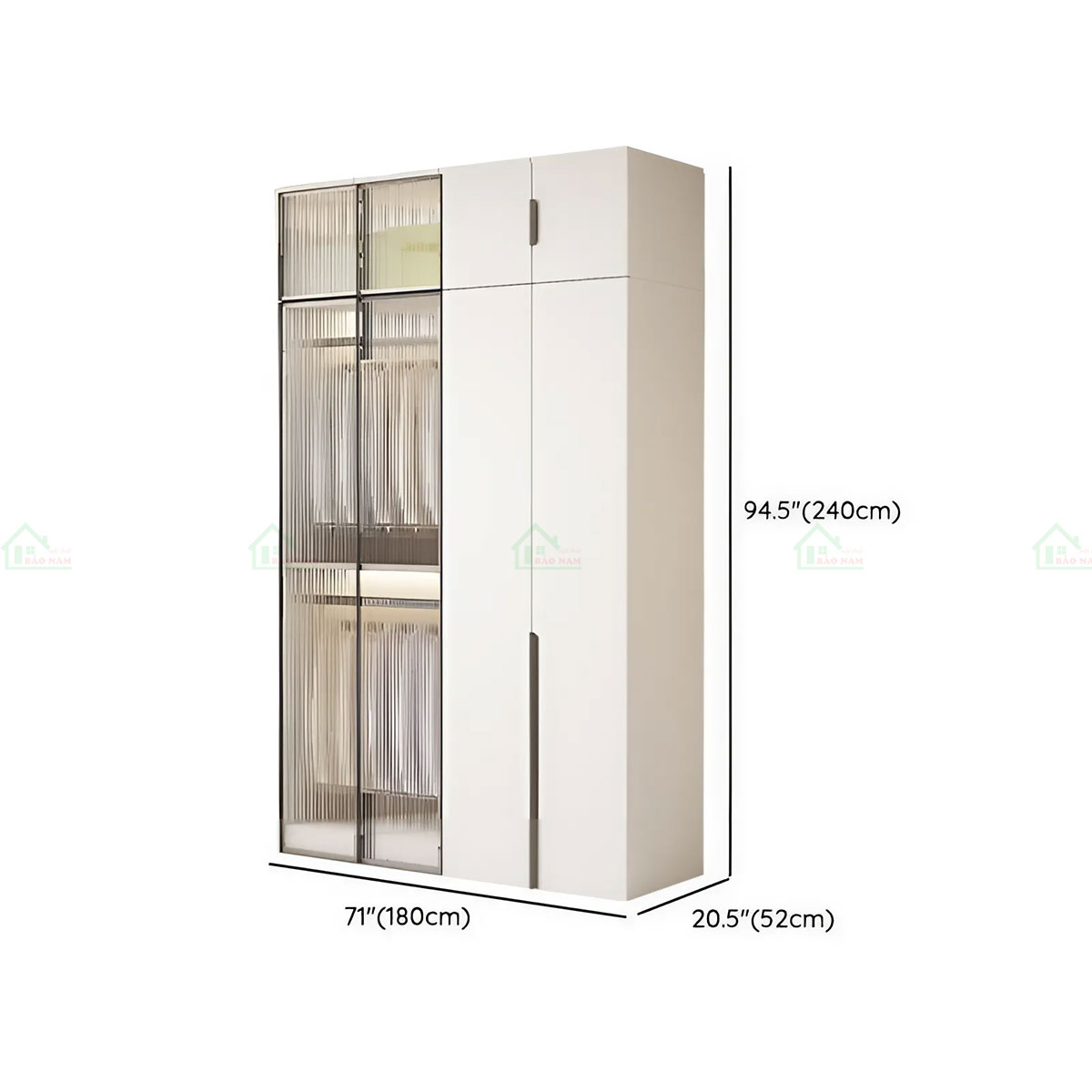 Mẫu Tủ Quần Áo Gỗ Kết Hợp Cánh Kính Hiện Đại Sang Trọng TA36