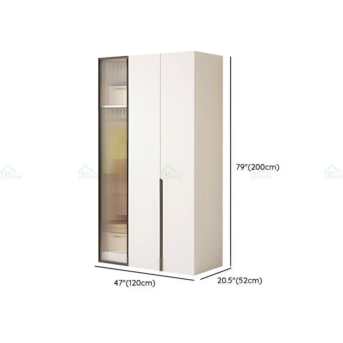 Mẫu Tủ Quần Áo Gỗ Kết Hợp Cánh Kính Hiện Đại Sang Trọng TA36