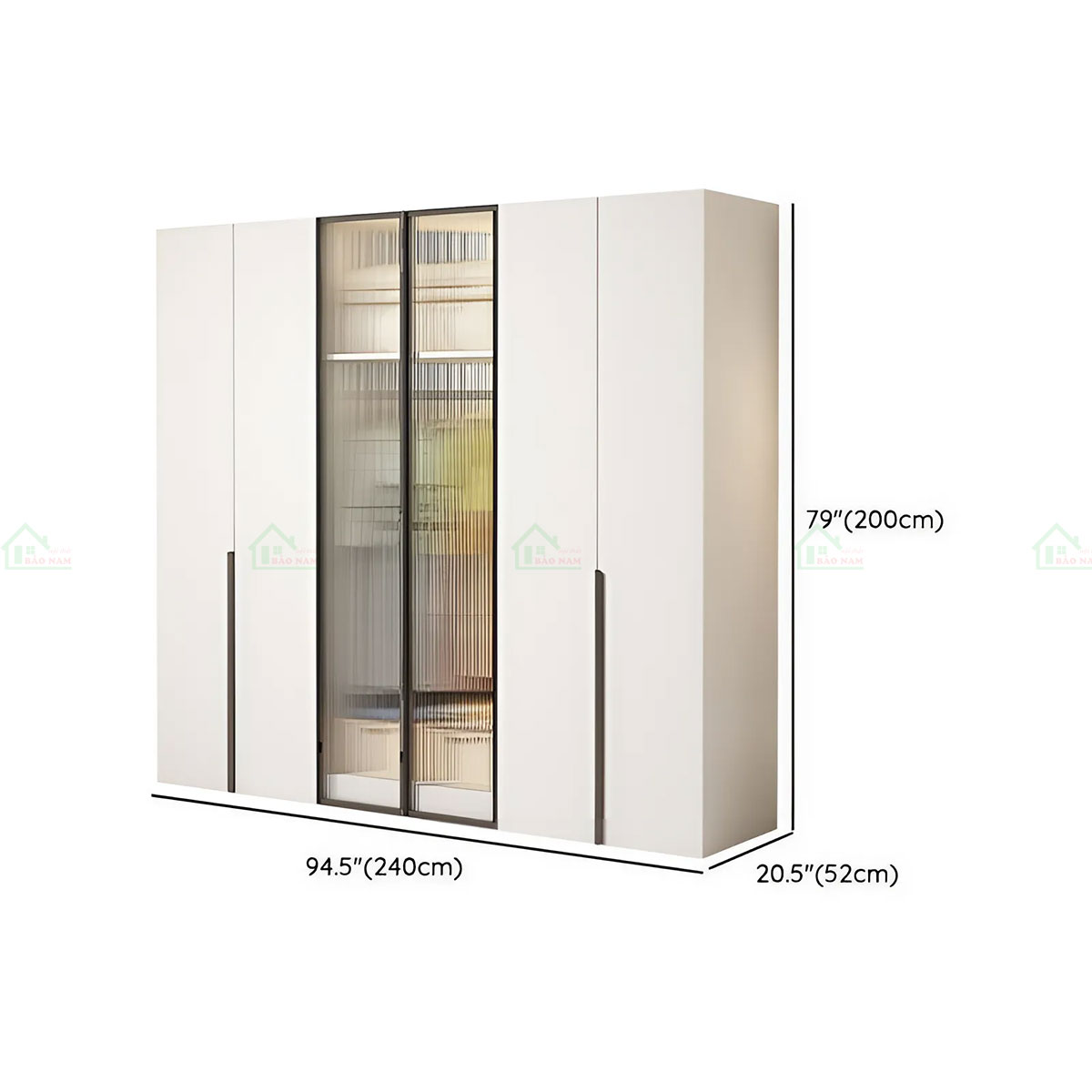 Mẫu Tủ Quần Áo Gỗ Kết Hợp Cánh Kính Hiện Đại Sang Trọng TA36