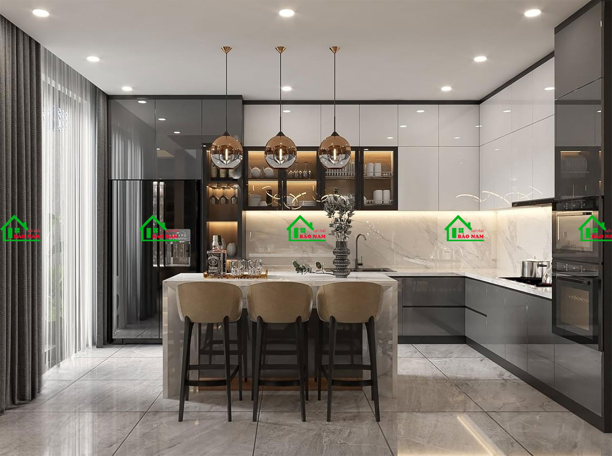 Tủ Bếp Acrylic An Cường Đẹp Hiện Đại TBA41