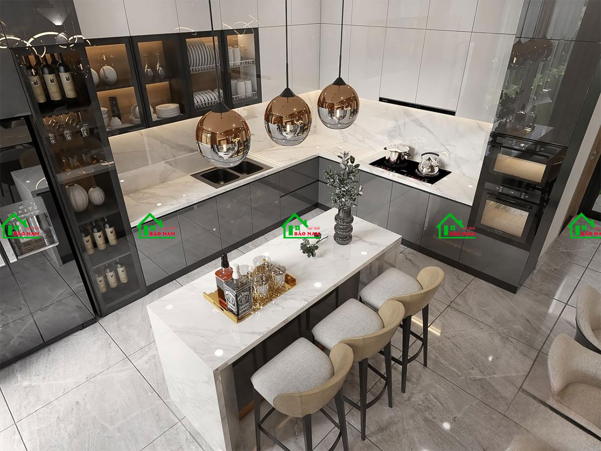 Tủ Bếp Acrylic An Cường Đẹp Hiện Đại TBA41