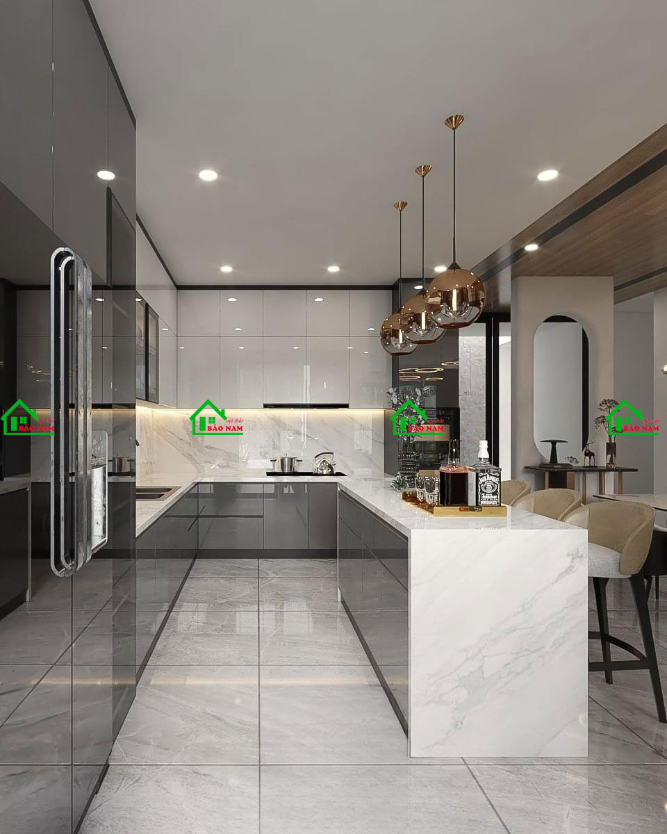 Tủ Bếp Acrylic An Cường Đẹp Hiện Đại TBA41