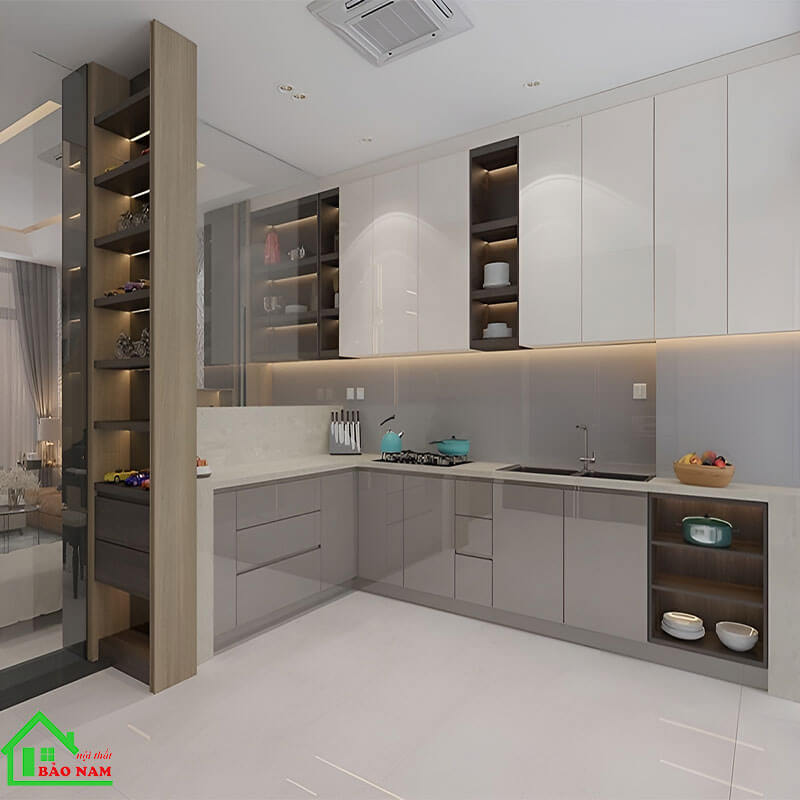 Tủ bếp acrylic bóng gương an cường TBA07 Tủ bếp acrylic bóng gương an cường TBA07