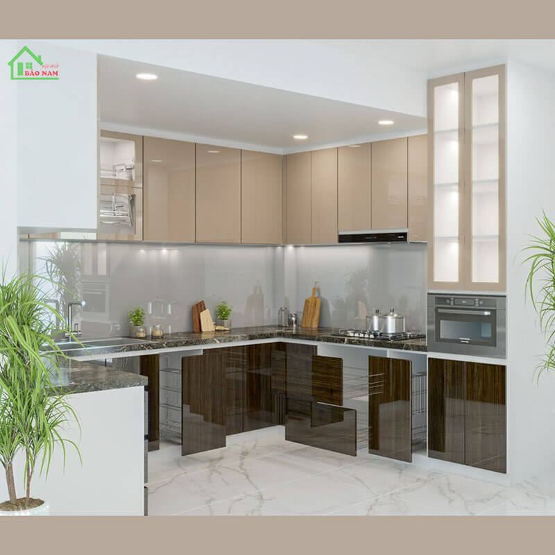 Thiết kế tủ bếp acrylic cao cấp hiện đại TBA08 Thiết kế tủ bếp acrylic cao cấp hiện đại TBA08