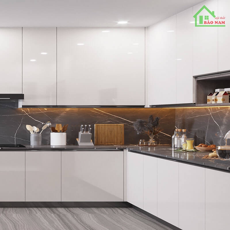 Thiết kế thi công tủ bếp acrylic hiện đại Thiết kế thi công tủ bếp acrylic hiện đại