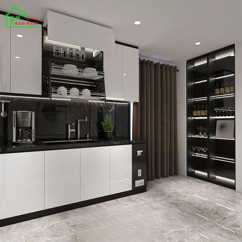 Thiết kế tủ bếp acrylic hiện đại TBA12 Thiết kế tủ bếp acrylic hiện đại TBA12