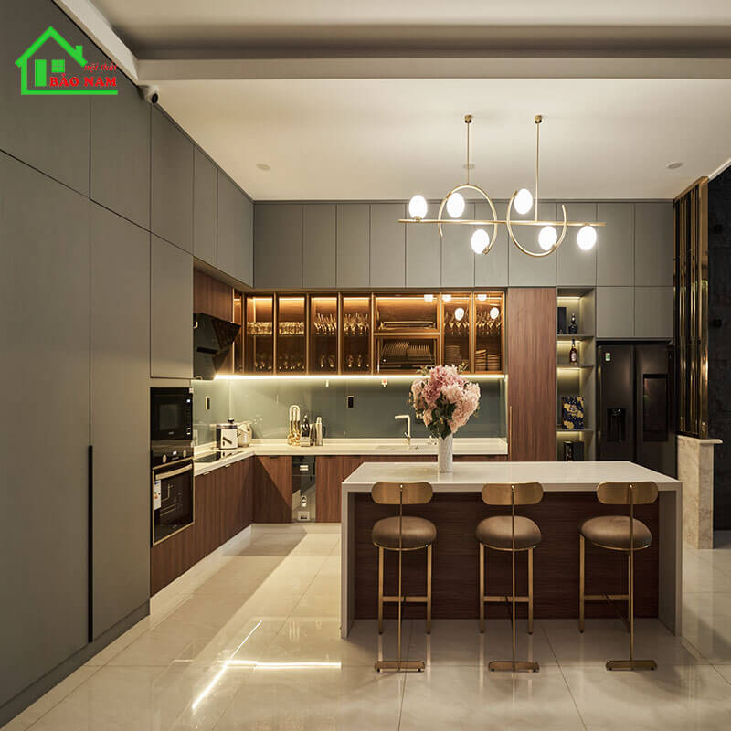 Thiết kế thi công tủ bếp gỗ công nghiệp đẹp Thiết kế thi công tủ bếp gỗ công nghiệp đẹp