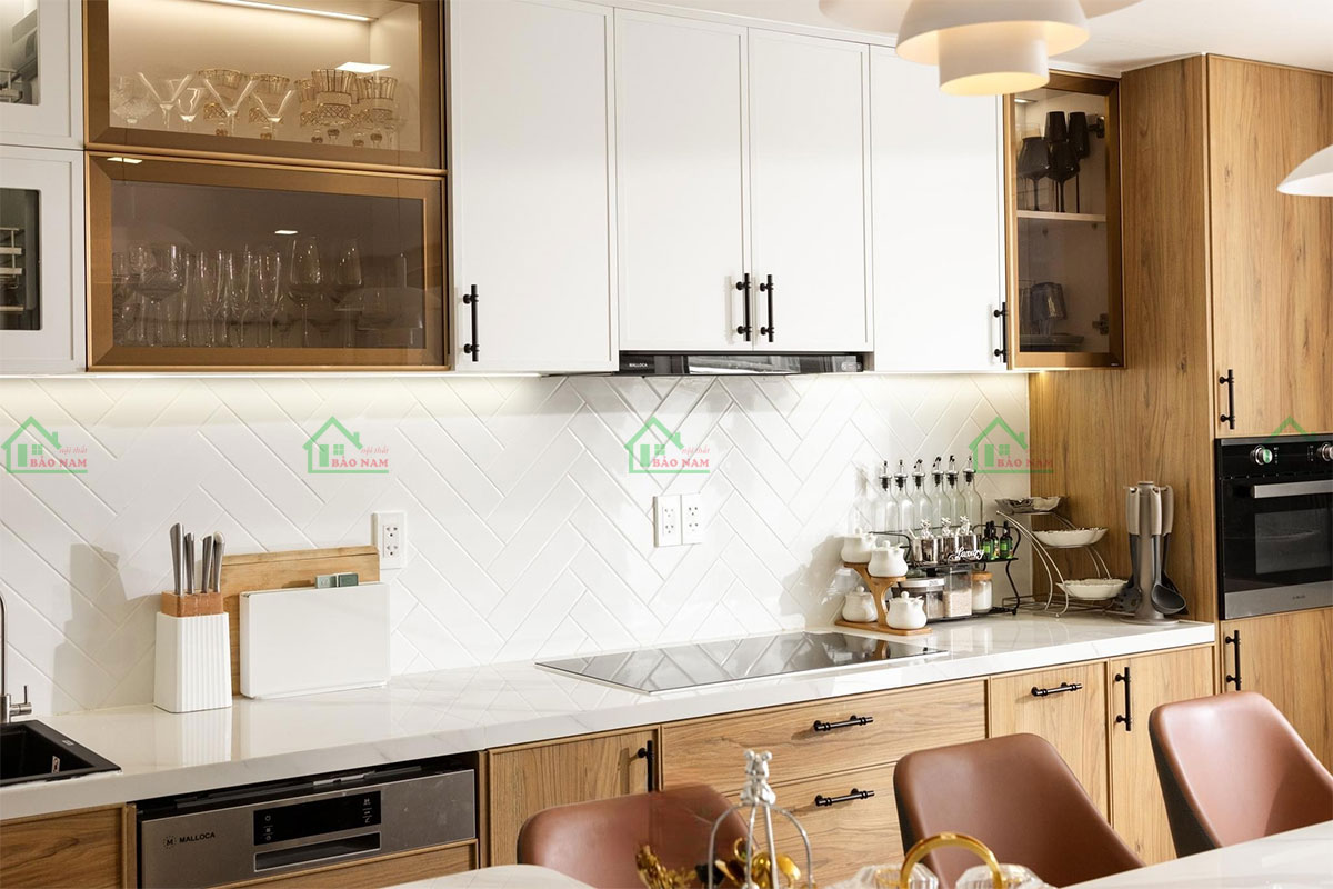 Tủ Bếp Gỗ Công Nghiệp MDF Mirco Shaker BSK10