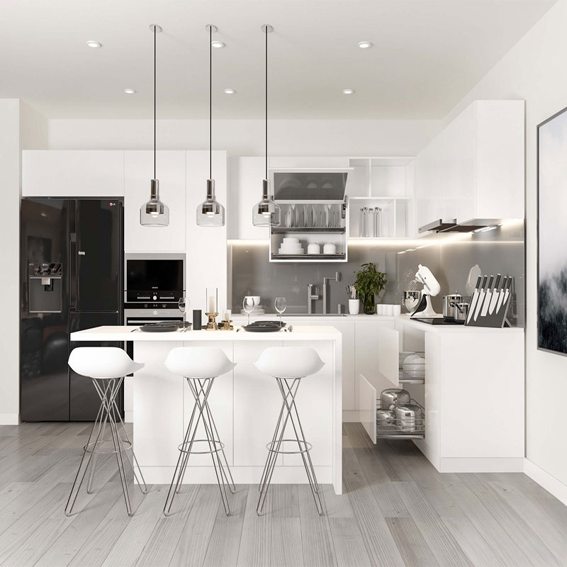 Mẫu tủ bếp chữ L hiện đại Mẫu tủ bếp chữ L hiện đại