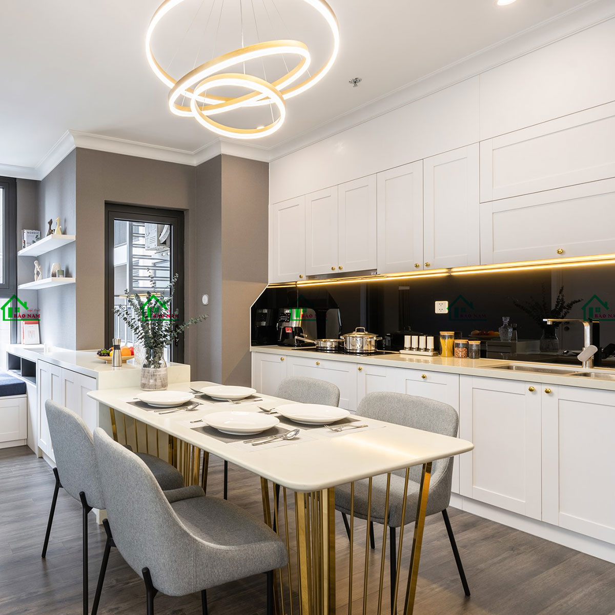 Tủ Bếp Gỗ Công Nghiệp Sharker Đẹp Hiện Đại BSK7