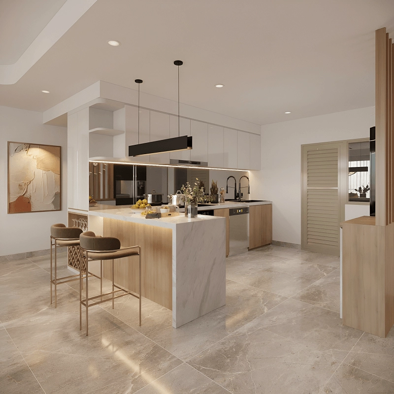 TỦ BẾP GỖ MDF MELAMINE AN CƯỜNG TỦ BẾP GỖ MDF MELAMINE AN CƯỜNG