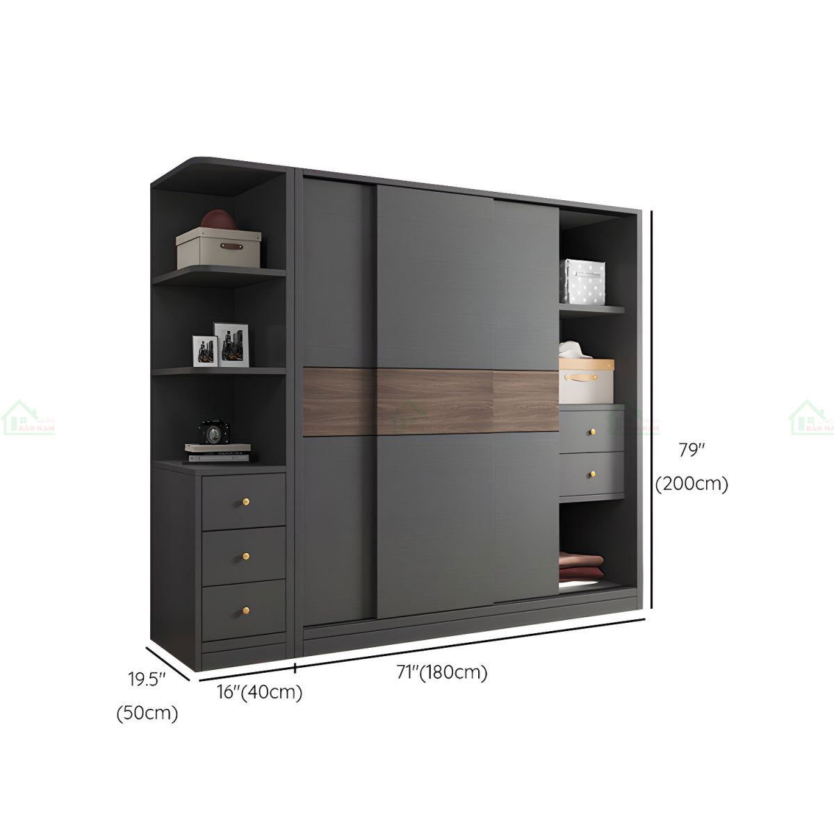 Mẫu Tủ Quần Áo 3 Cánh Lùa Gỗ MDF Đẹp Hiện Đại TAL17