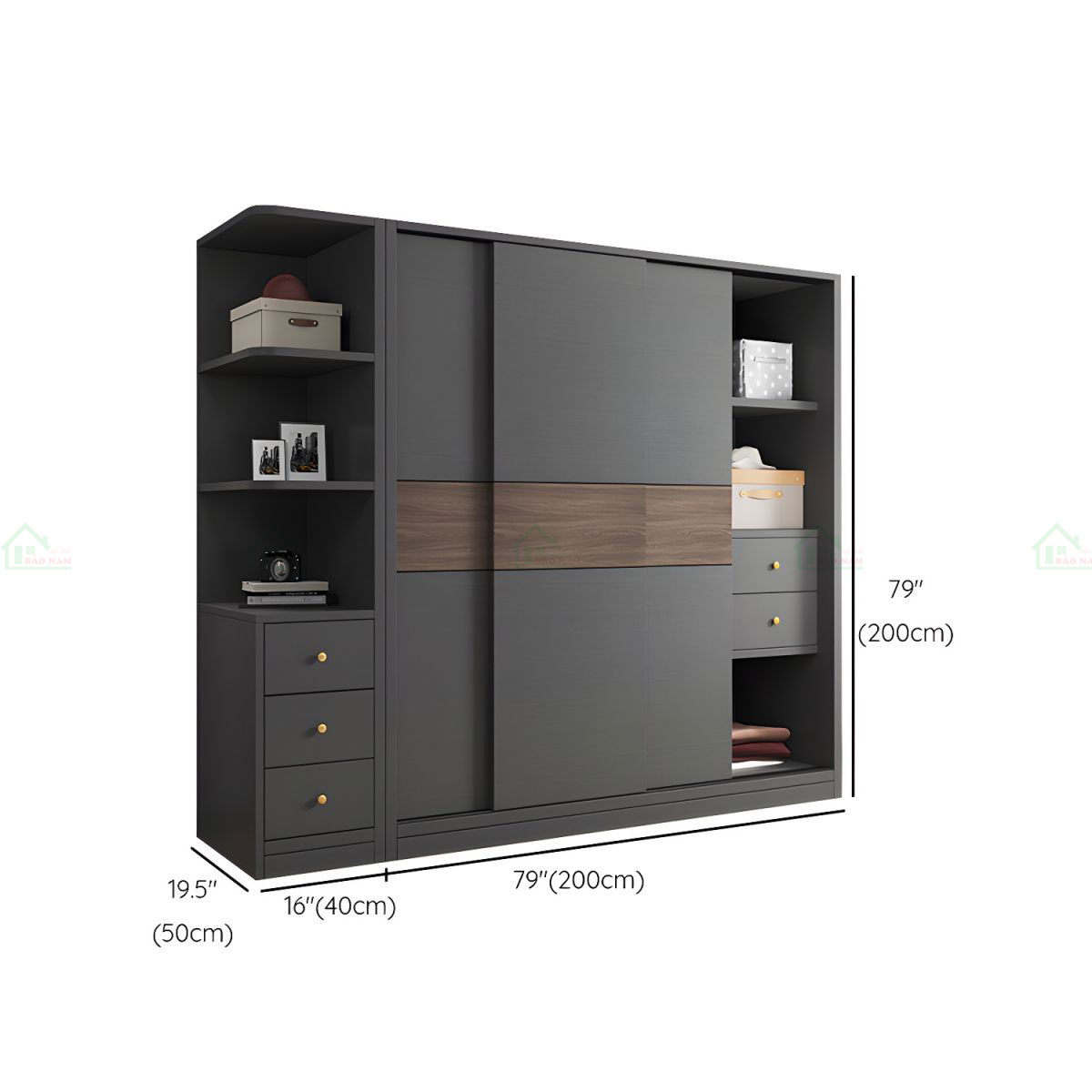 Mẫu Tủ Quần Áo 3 Cánh Lùa Gỗ MDF Đẹp Hiện Đại TAL17