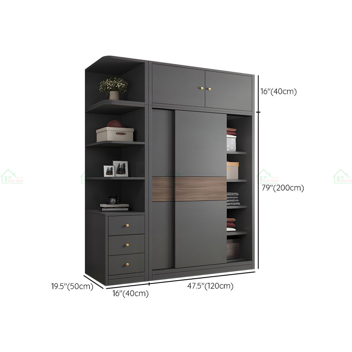 Mẫu Tủ Quần Áo 3 Cánh Lùa Gỗ MDF Đẹp Hiện Đại TAL17