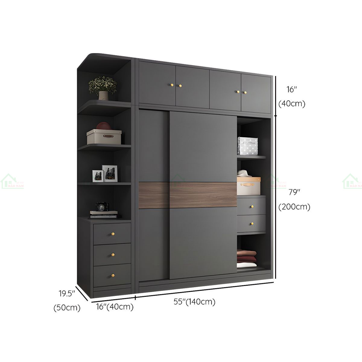 Mẫu Tủ Quần Áo 3 Cánh Lùa Gỗ MDF Đẹp Hiện Đại TAL17