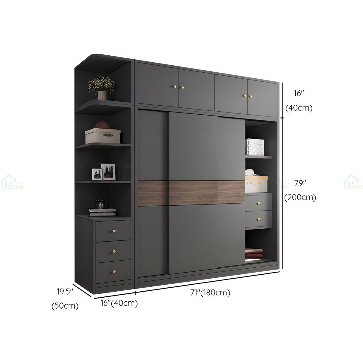Mẫu Tủ Quần Áo 3 Cánh Lùa Gỗ MDF Đẹp Hiện Đại TAL17